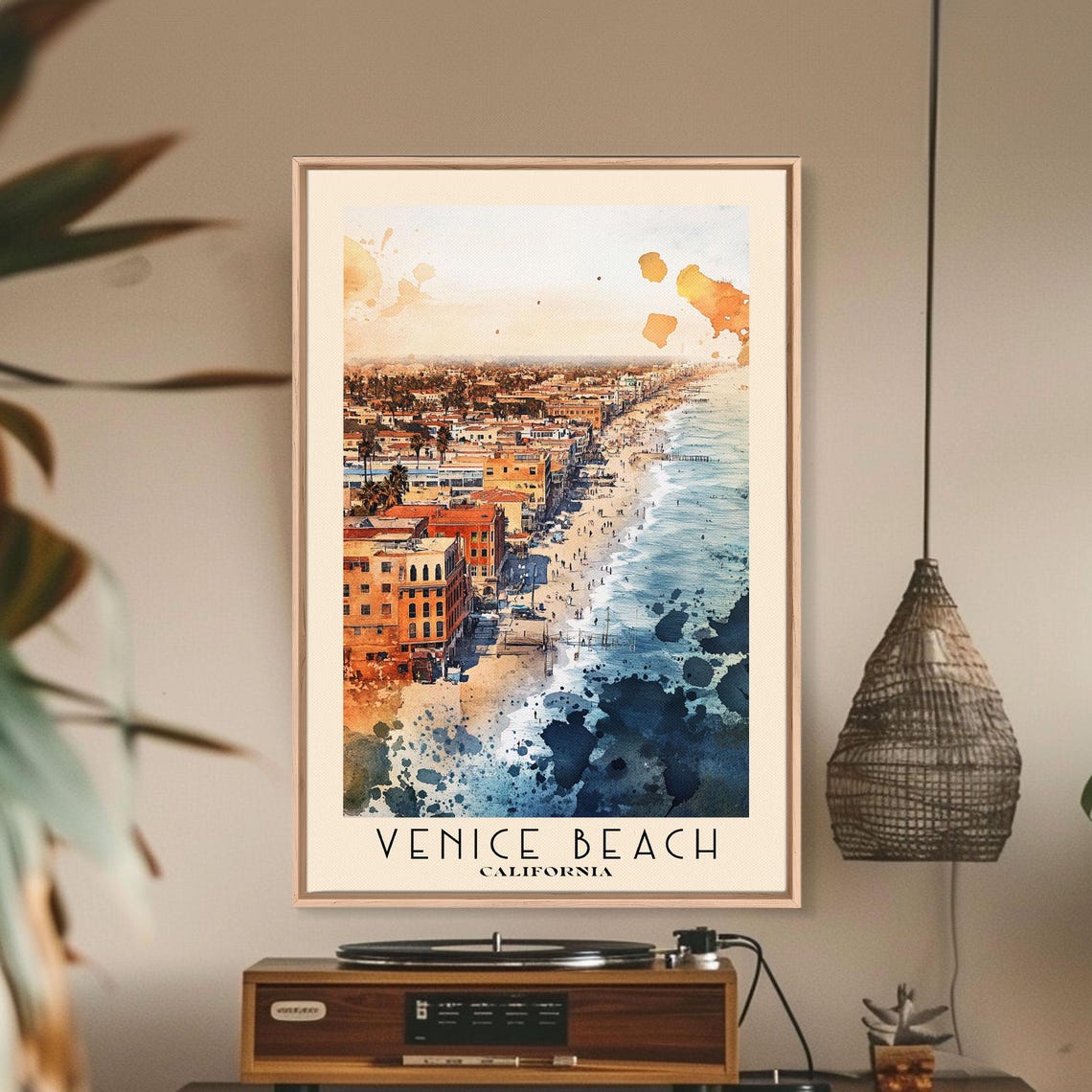 Venice Beach California Aerial Ocean Shoreline Boardwalk View Poster - Image 3