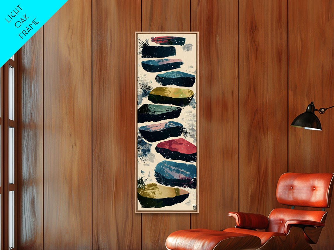 Abstract Colorful Stepping Stones Minimalist Vertical Art Print - Image 2