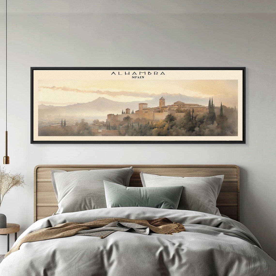 Alhambra Granada Spain Palace Hill Sunset Sierra Nevada Travel Poster