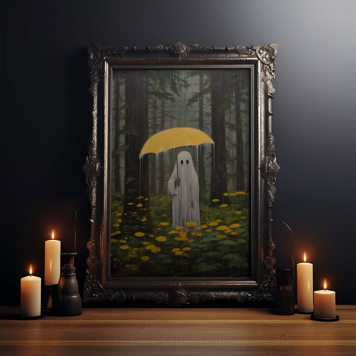 Ghost In The Rain Vintage Art Print, Dark Academia - Image 3