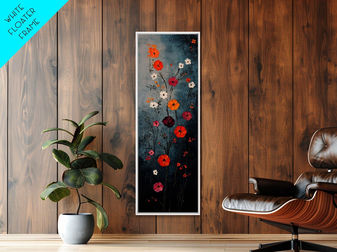 Red Poppies Wildflowers On Dark Moody Background Floral Art Poster - Image 4