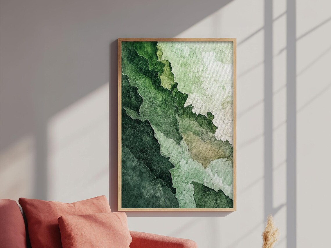 Sage Green Watercolor Wash Minimalist Abstract Nature Wall Art Poster - Image 4