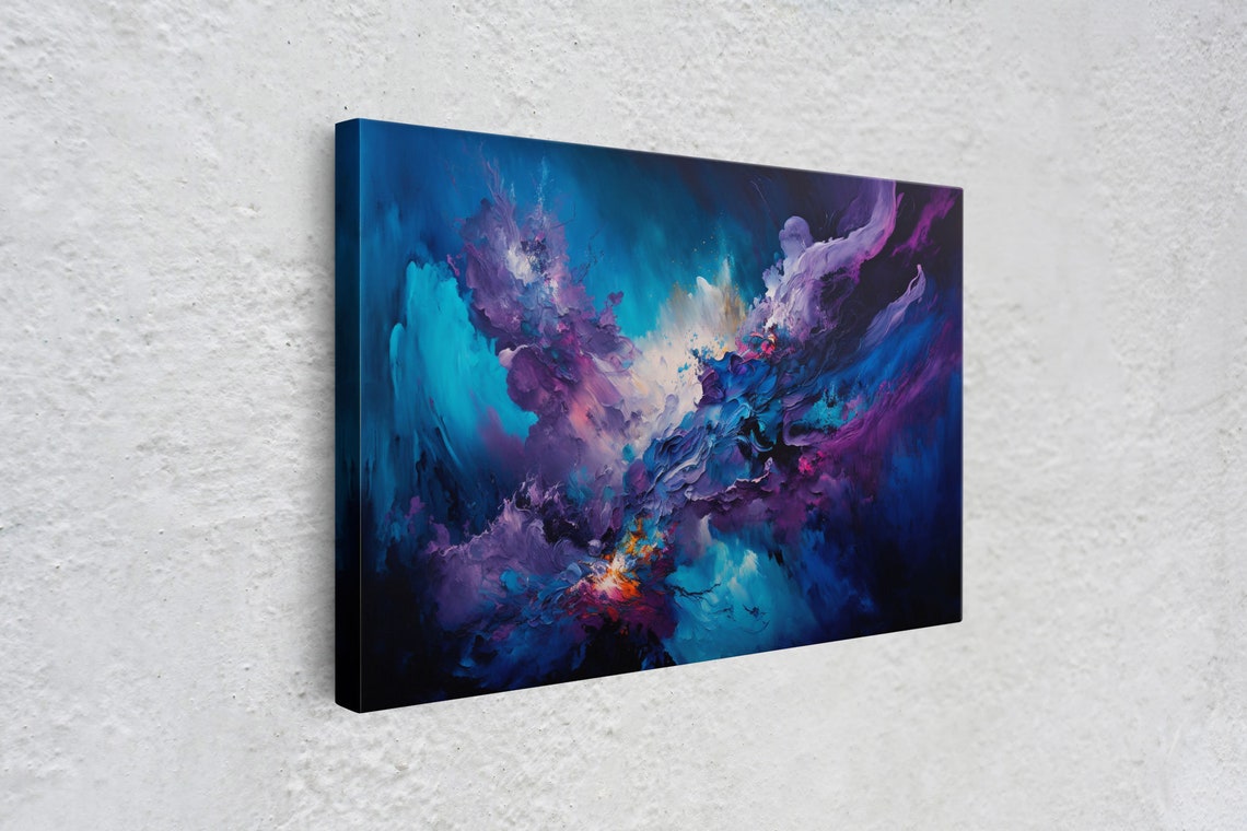 Abstract Blue Purple Cosmic Nebula Swirl Fluid Modern Art Wall Poster - Image 4
