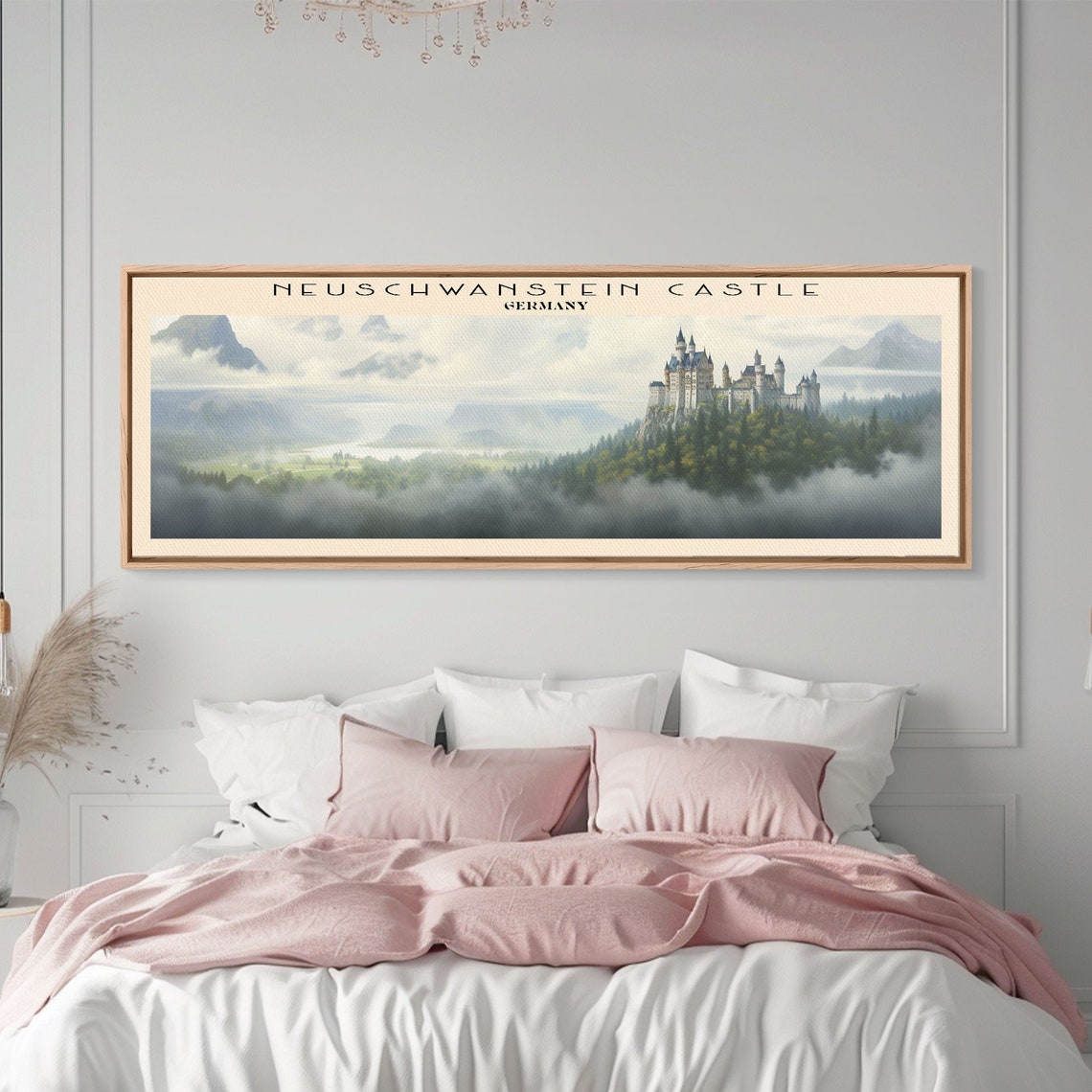 Neuschwanstein Castle Framed Print Travel Poster Panoramic Wall Art Home Decor Gift For Travel Lover Wall Hanging - Image 2