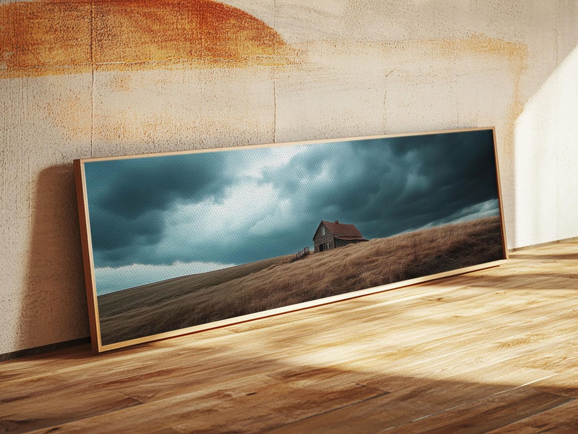 Lonely Rustic Barn Stormy Sky Golden Field Dramatic Wall Poster - Image 5