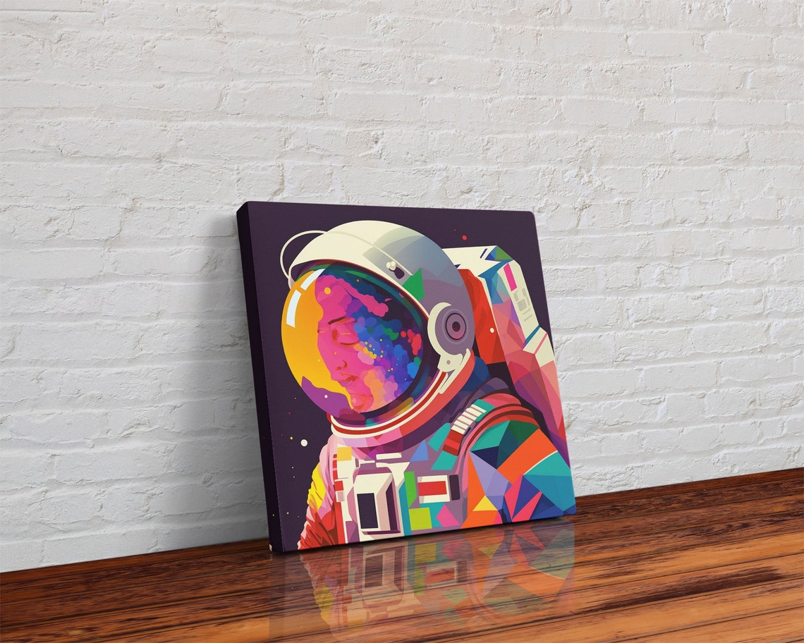 Psychedelic Astronaut Pop Art Colorful Space Explorer Geometric Poster - Image 3