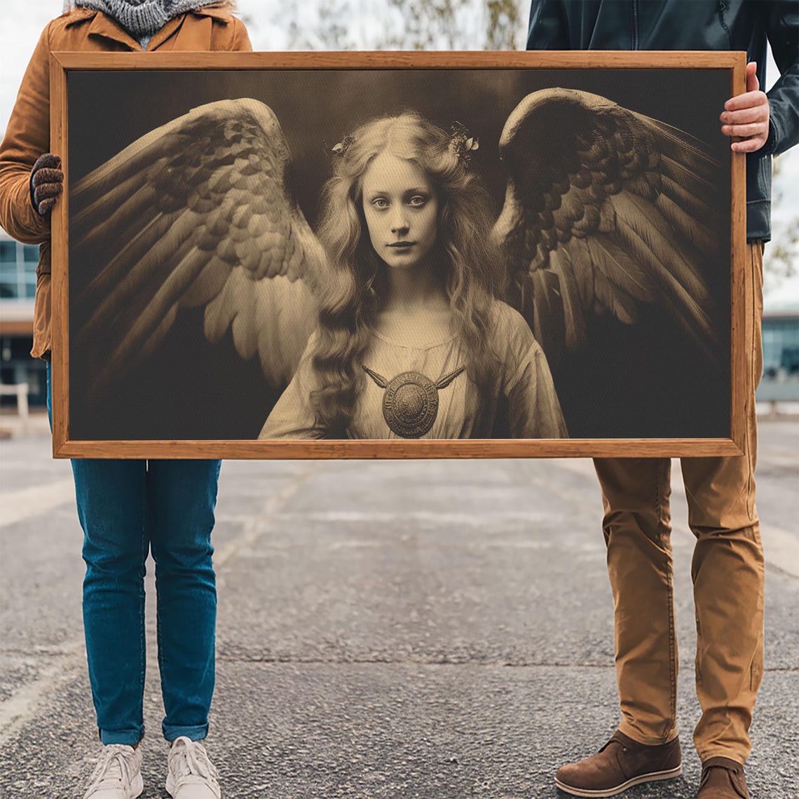 Tintype Photo Of An Angel Angel Art Angel Painting Framed Print Guardian Angel Angel Art Print Angel Wings Religious Art - Image 3