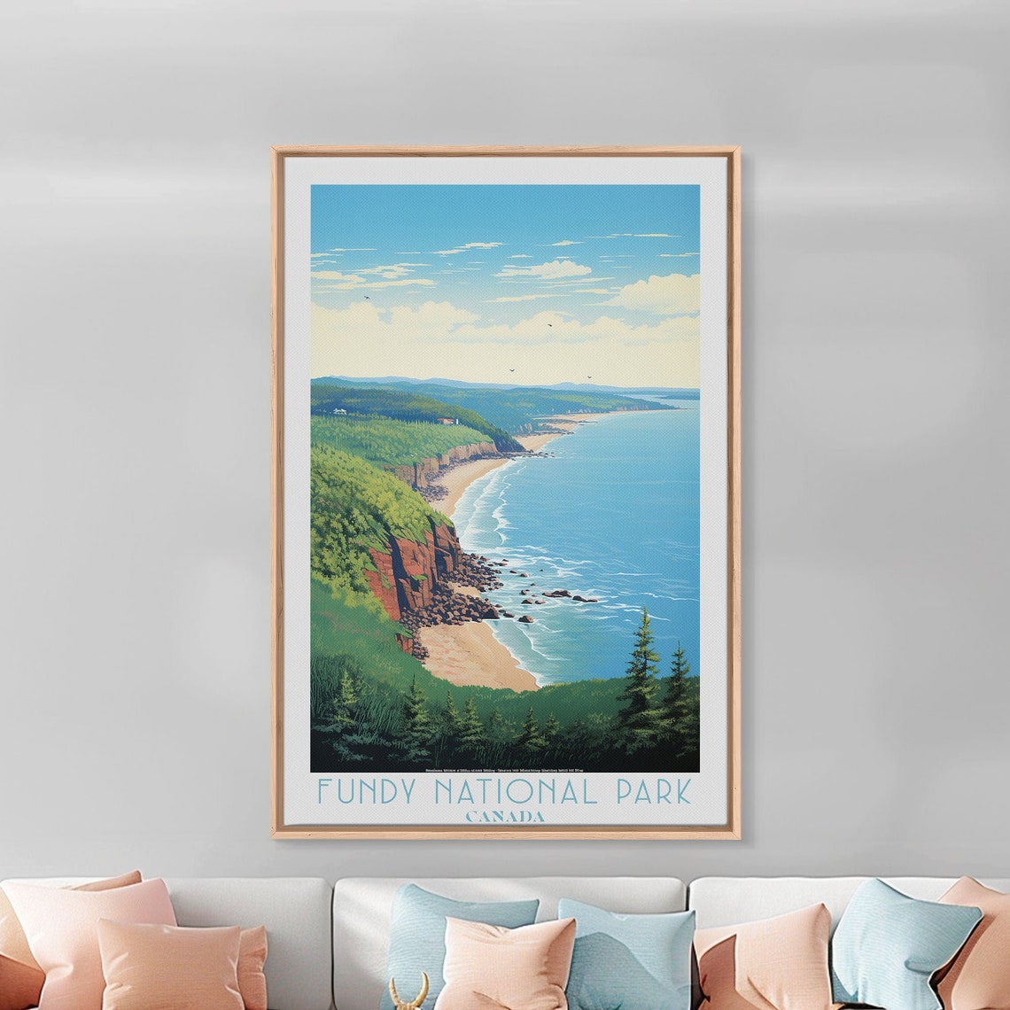 Fundy National Park Canada Coastal Cliffs Beach Forest Bay View Poster