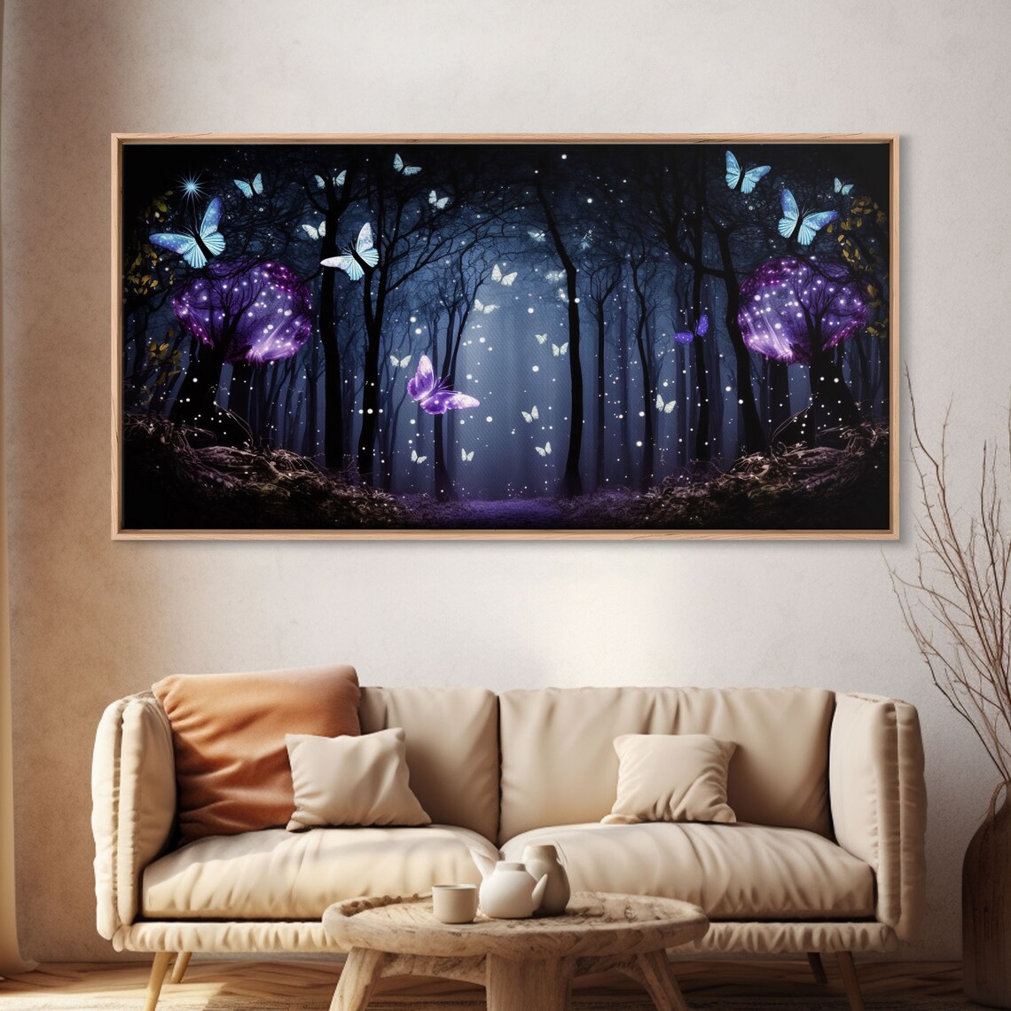 Glowing Butterflies, Fairy Forest Fantasy Art Print - Image 4