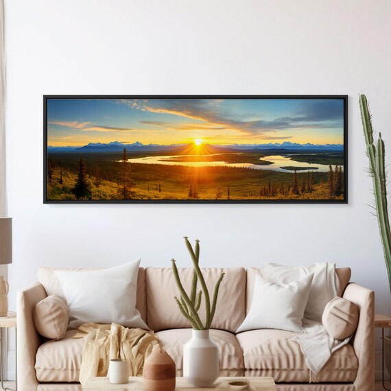 Denali National Park Sunrise River Sunburst Alaska Range Panoramic Poster