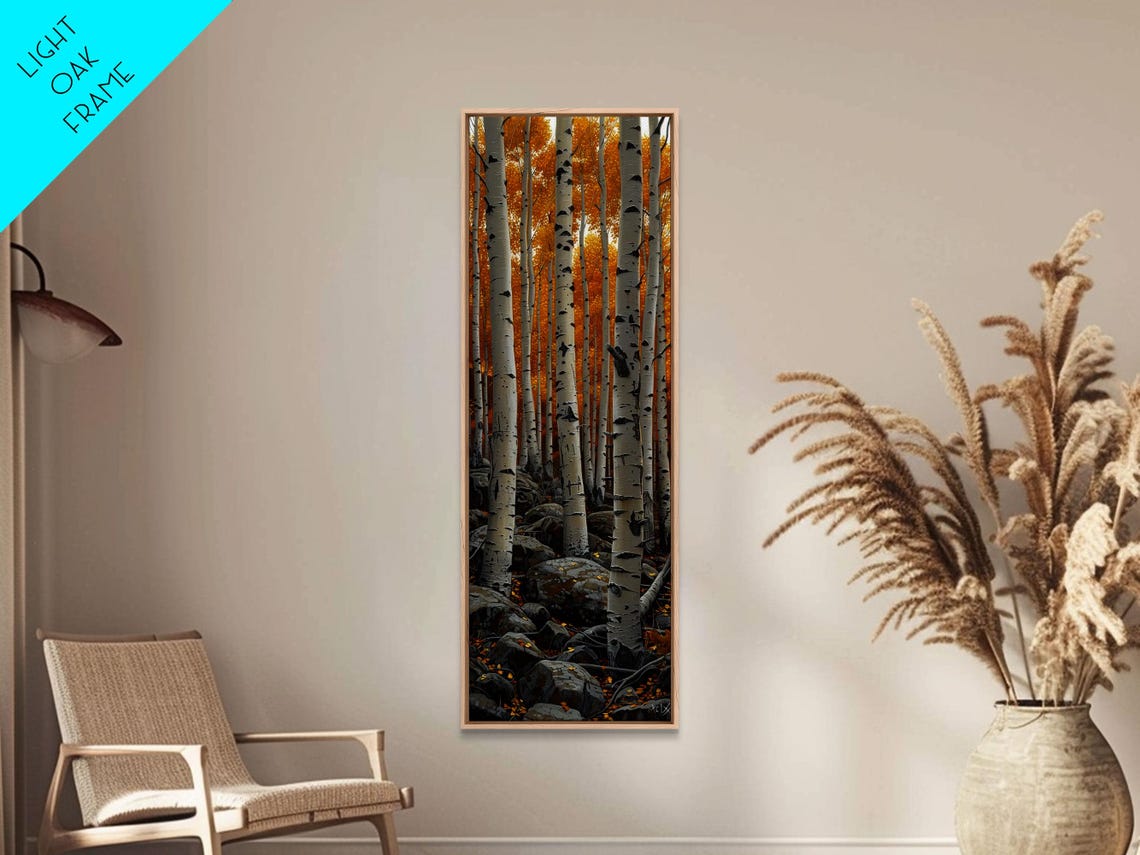 Golden Autumn Birch Forest White Trunks Fall Foliage Nature Poster - Image 2