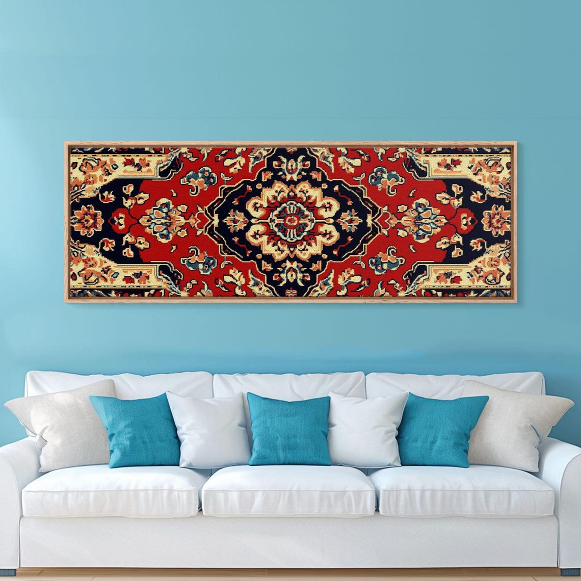 Turkish Persian Rug Pattern Red Navy Vintage Tapestry Wall Poster - Image 6