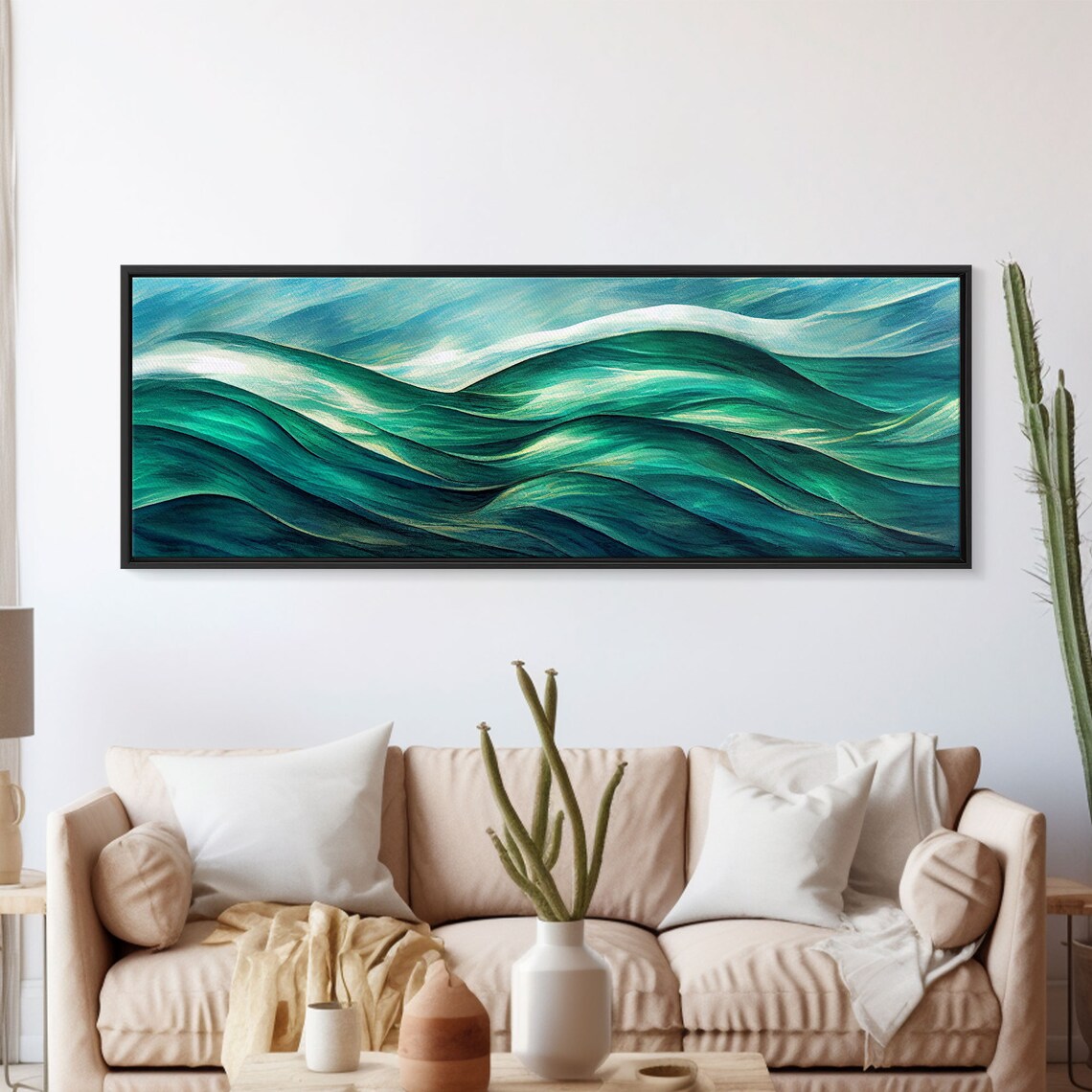 Sea Green Ocean Waves, Art Deco Wall Art Print - Image 6