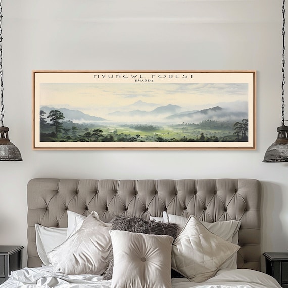 Nyungwe Forest Rwanda Travel Poster Print Framed Print Rwanda Panoramic Travel Art Framed Art Wall Hanging Home Decor