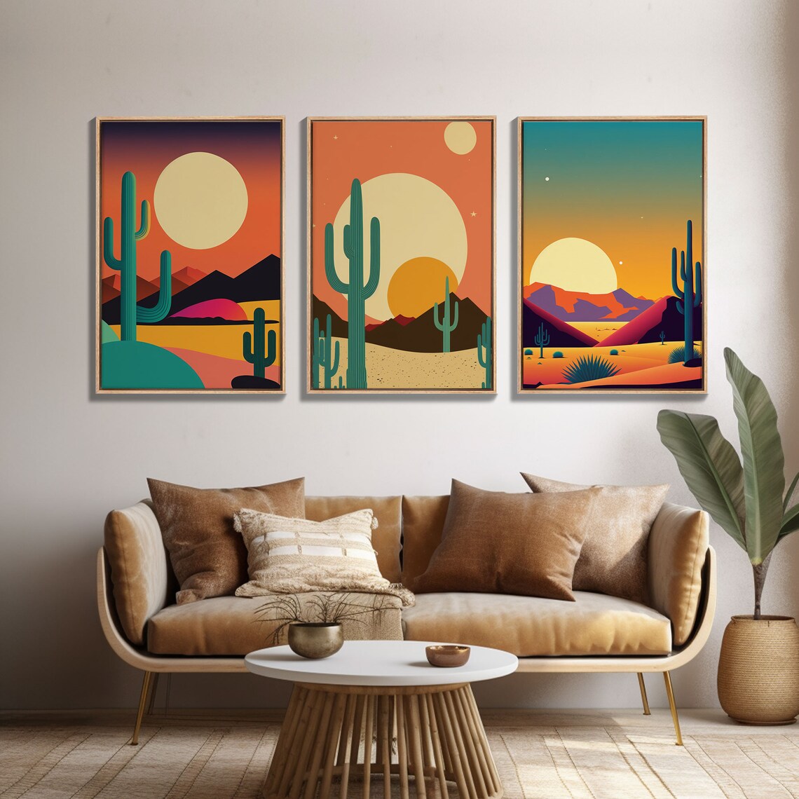 Arizona Cactus Desert, Southwestern Three-Piece Art Print - Image 3