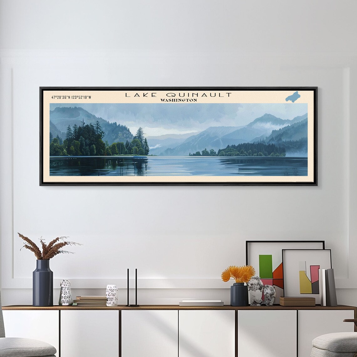 Lake Quinault Washington Travel Poster, Rustic Landscape