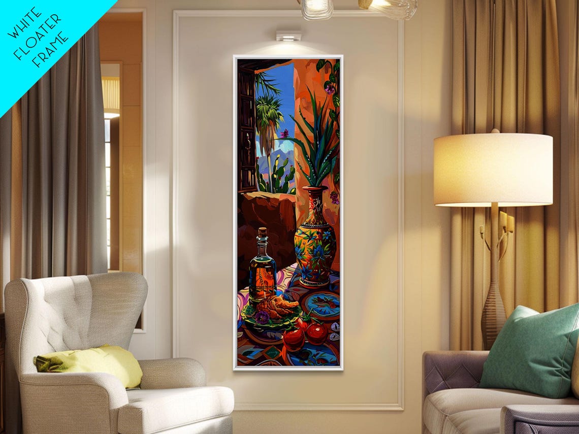 Spanish Colonial Still Life Painted Vase Window View Table Art Poster - Image 6