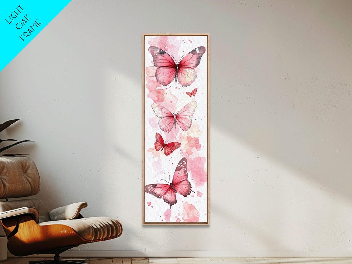 Pink Watercolor Butterflies On White Feminine Wall Art Poster - Image 6
