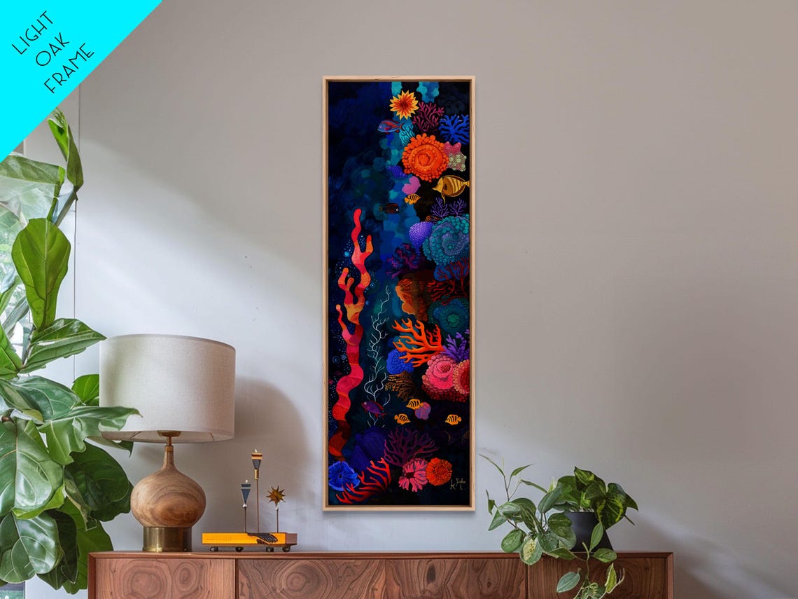 Deep Ocean Coral Fish Midnight Underwater Scene Vibrant Art Poster - Image 4