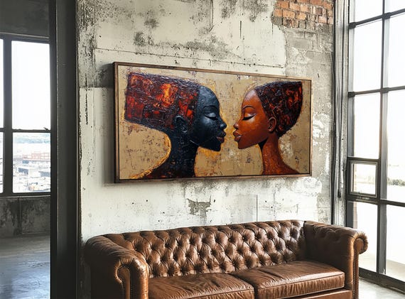 Bold African Women Framed Print Afrocentric Art Wall Decor Moody Bedroom Art Unique Living Room Art Gift Idea