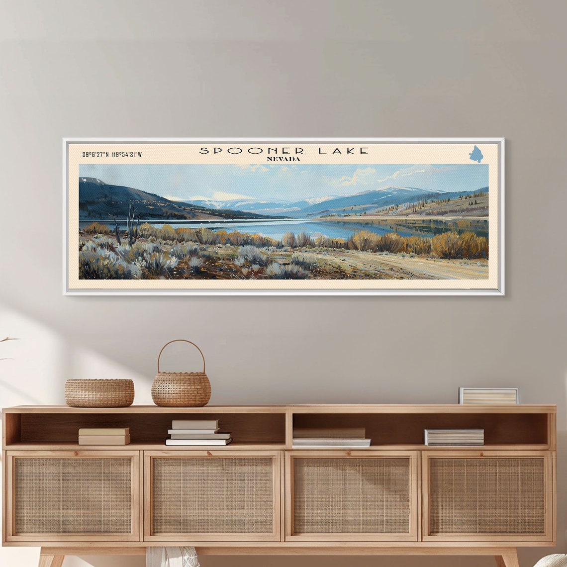 Spooner Lake Nevada Desert Brush Snowy Mountain Peaks Travel Poster - Image 4