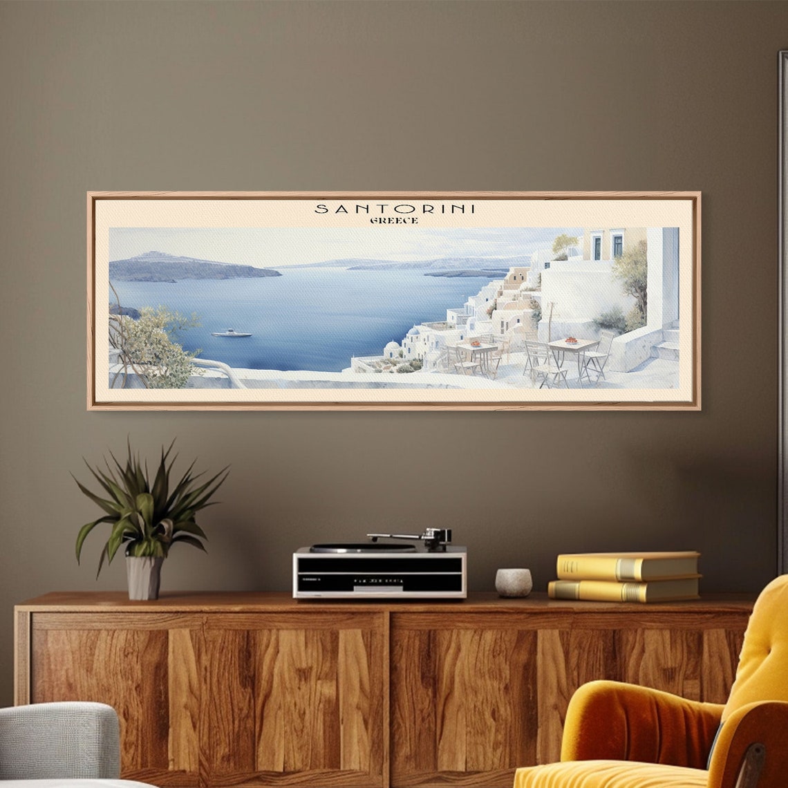 Santorini Greece White Village Caldera Sea View Panoramic Poster - Image 2