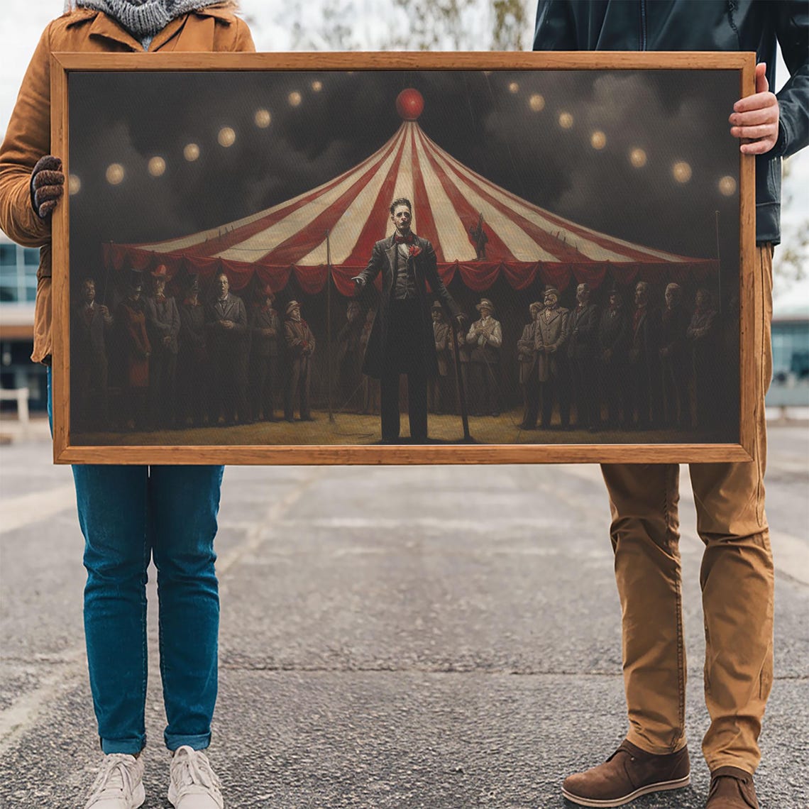 Creepy Ringmaster In Front Of Dark Circus Tent At Night Wall Art - Image 3