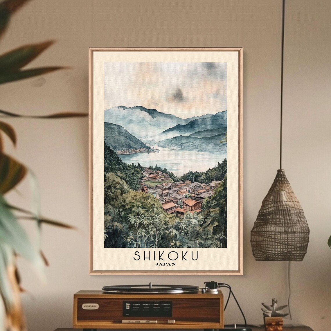 Shikoku Japan Misty Mountain Lake Riverside Village Peaceful Poster - Image 3