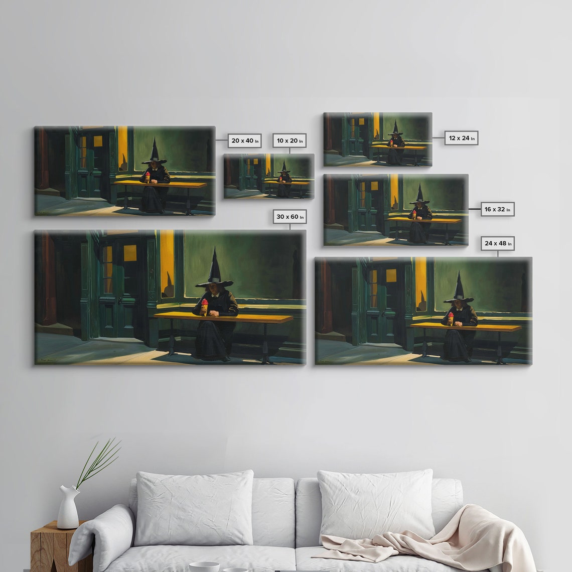 Sad Witch Eating Ice Cream Alone At Night Funny Halloween Art Print - Image 2