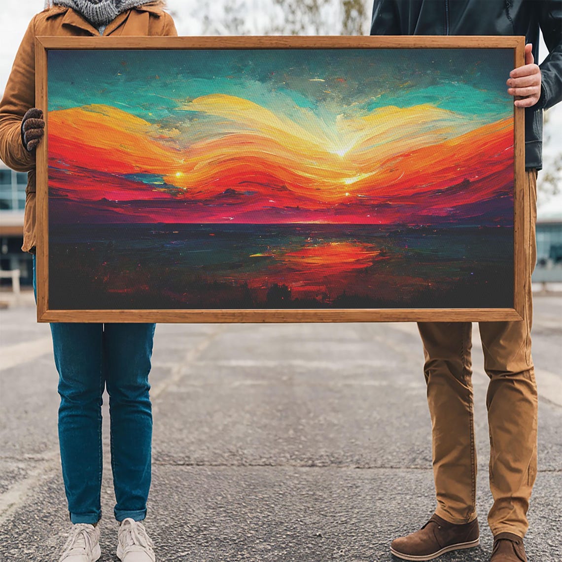 Beautiful Sunset Print Art Ink Painting Style Abstract Sunset Wall Art Cool Wall Art - Image 3
