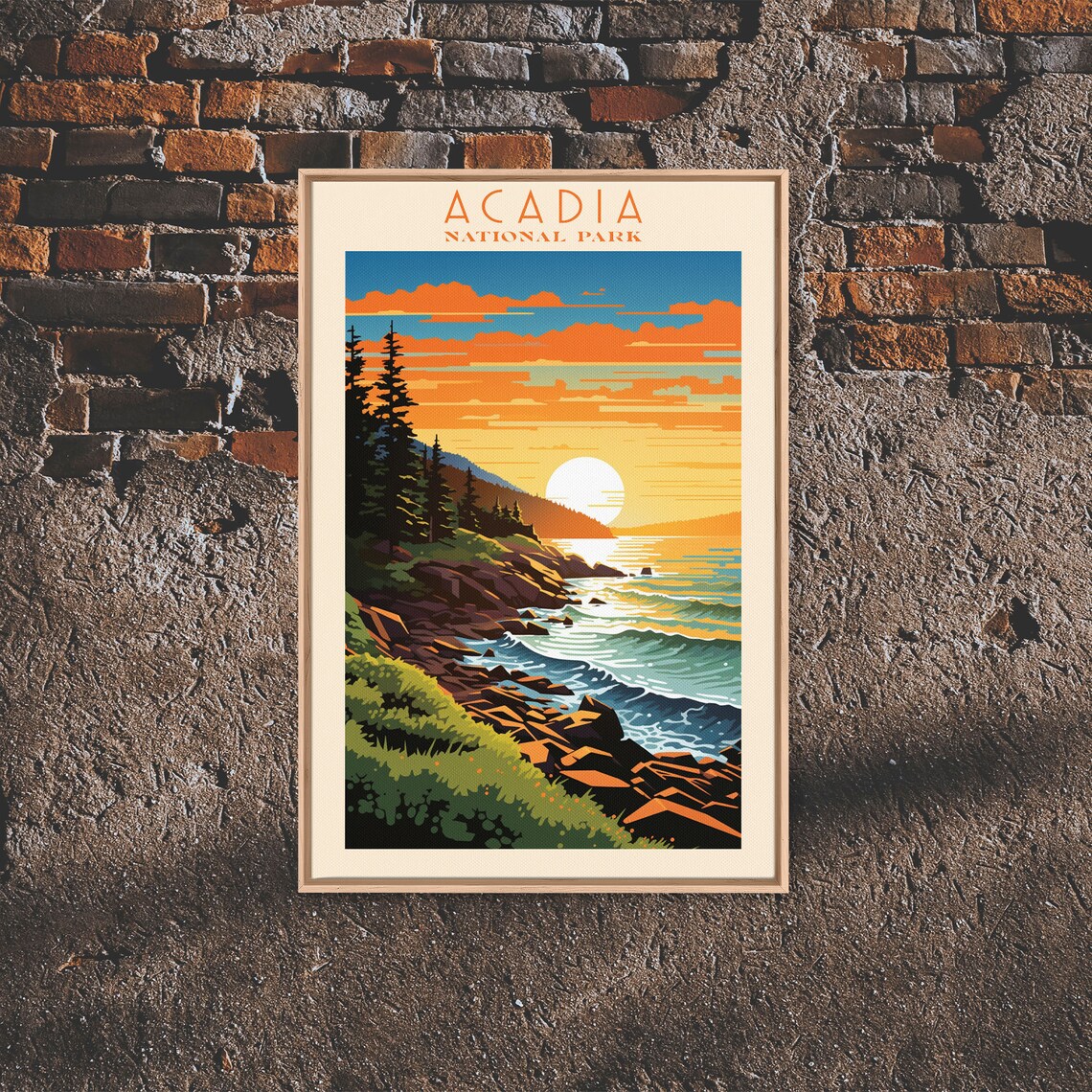 Acadia National Park Retro Travel Poster, State Park Art - Image 6