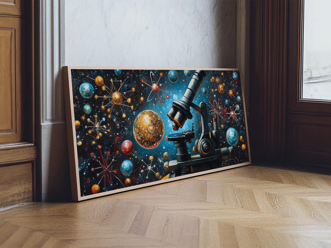 Microscope Space Cosmos Planets Atoms Science Education Wall Poster - Image 6