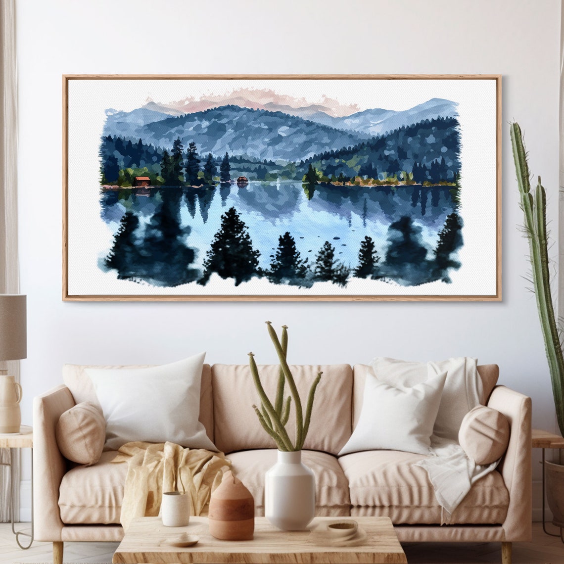 Lake Print Nature Print Landscape Print Waterton National Park Lake Painting Landscape Painting Waterton Art Vintage Style State Park - Image 3