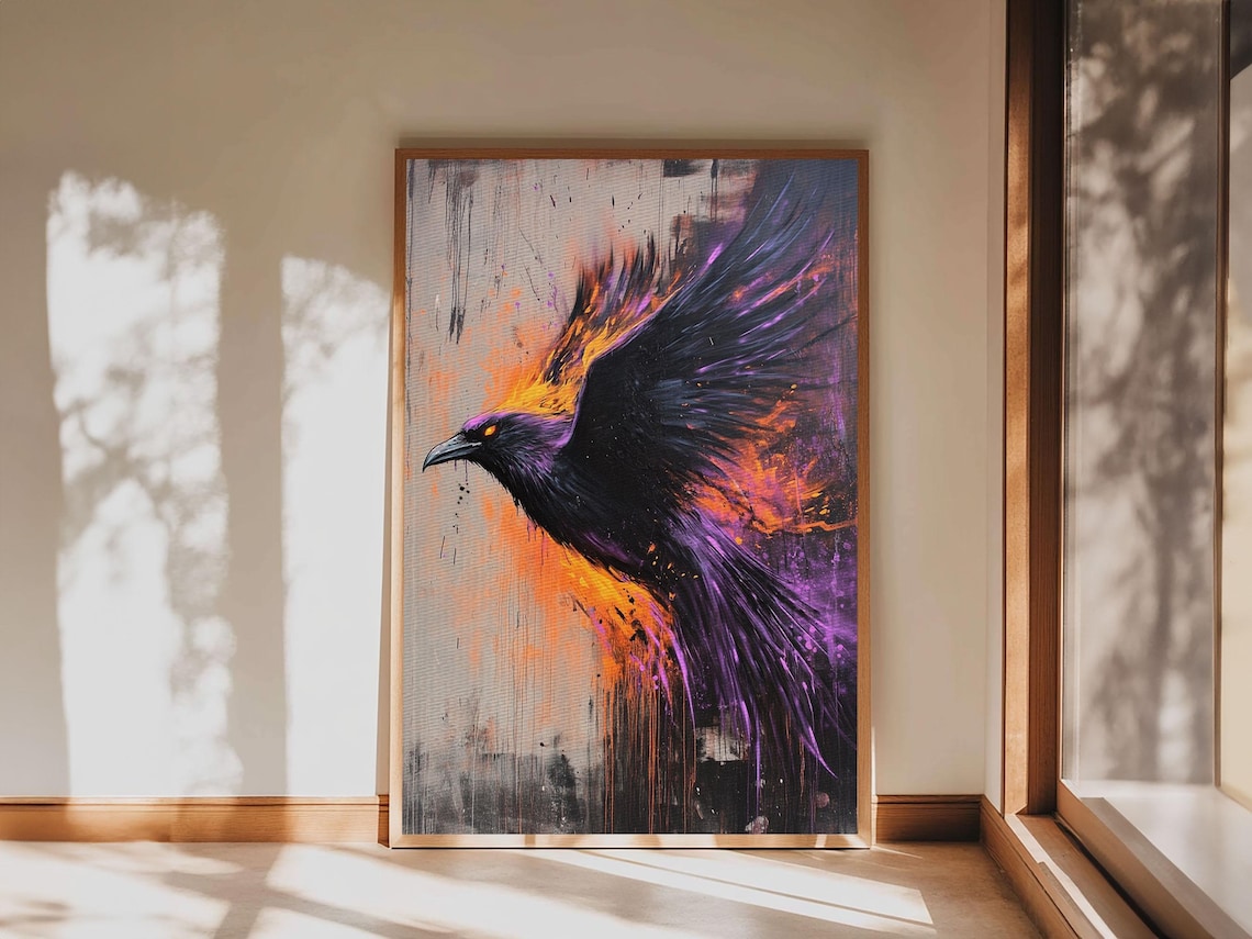 Purple Phoenix Grunge Art Print, Punk Wall Decor - Image 6