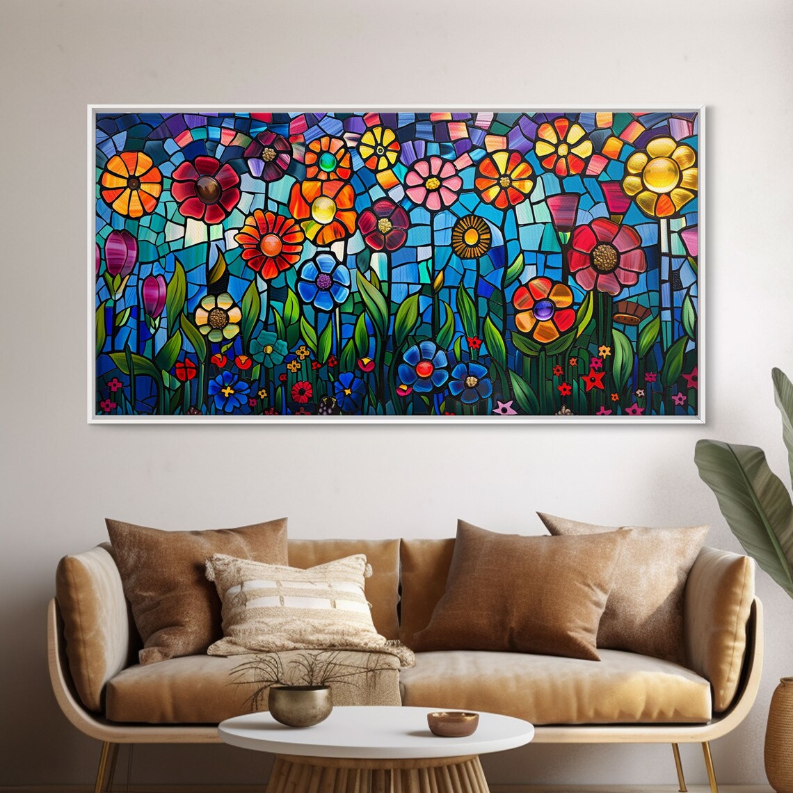 Springtime Flowers, Stained Glass Style Poster Print - Image 6