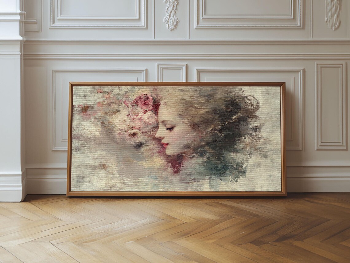 Romantic Woman Portrait Oil Painting Lady with Roses Soft Victorian Print - Image 4