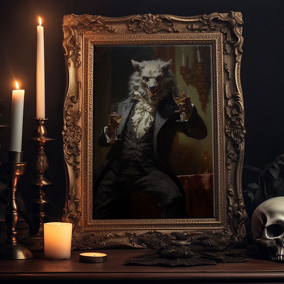 Vintage Werewolf Halloween Art Print, Gothic Victorian - Image 5