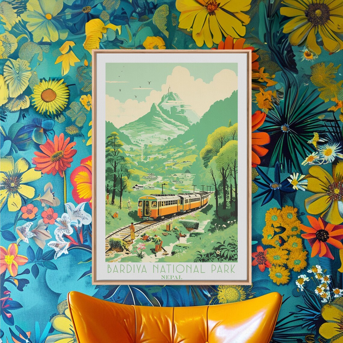 Bardiya National Park Nepal Mountain Village Railway Valley Scene Travel Poster - Image 6