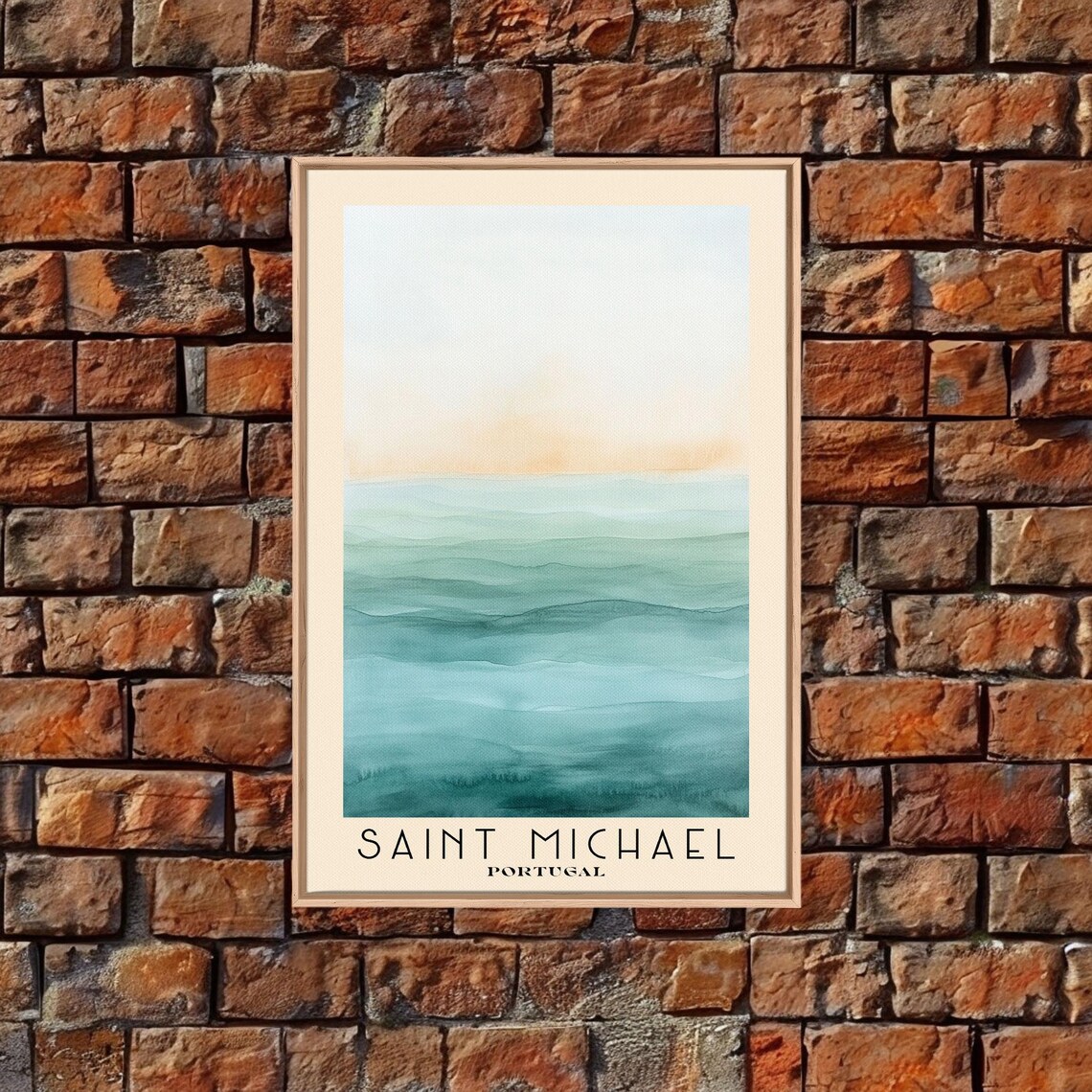 Saint Michael Portugal Minimalist Ocean Gradient Watercolor Travel Poster - Image 5