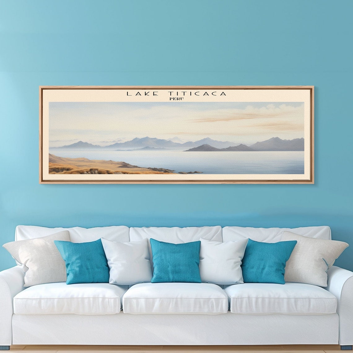 Lake Titicaca Peru Blue Waters Andes Shoreline Panoramic Travel Poster - Image 4