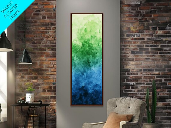 Green Blue Gradient Watercolor Wash Abstract Sage Coastal Minimalist Vertical Poster