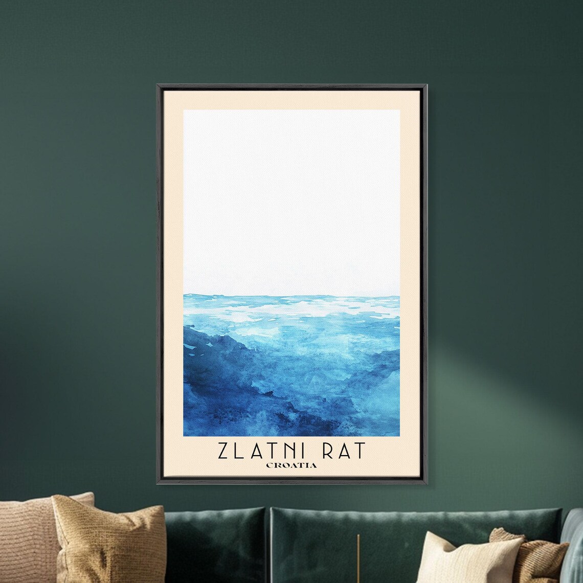 Zlatni Rat Golden Horn Croatia Bold Blue Ocean Watercolor Poster - Image 5