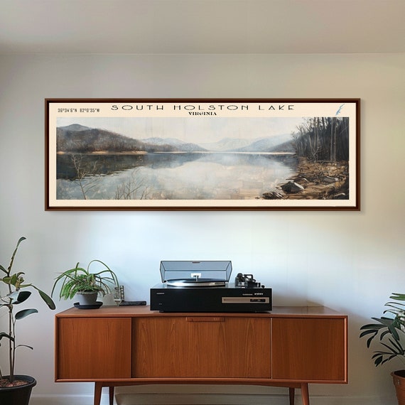 South Holston Lake Virginia Panoramic Framed Print Lake House Decor Wall Art Travel Poster Beautiful Lake Scene Bedroom Decor