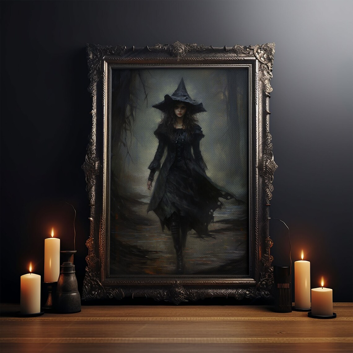 Halloween Witch Retro Gothic Victorian Art Print - Image 3