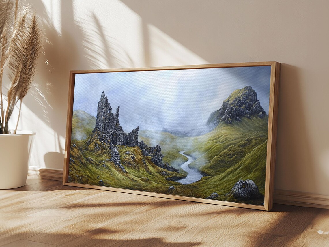 Irish Castle Ruins Landscape Art Print, Ireland - Image 4