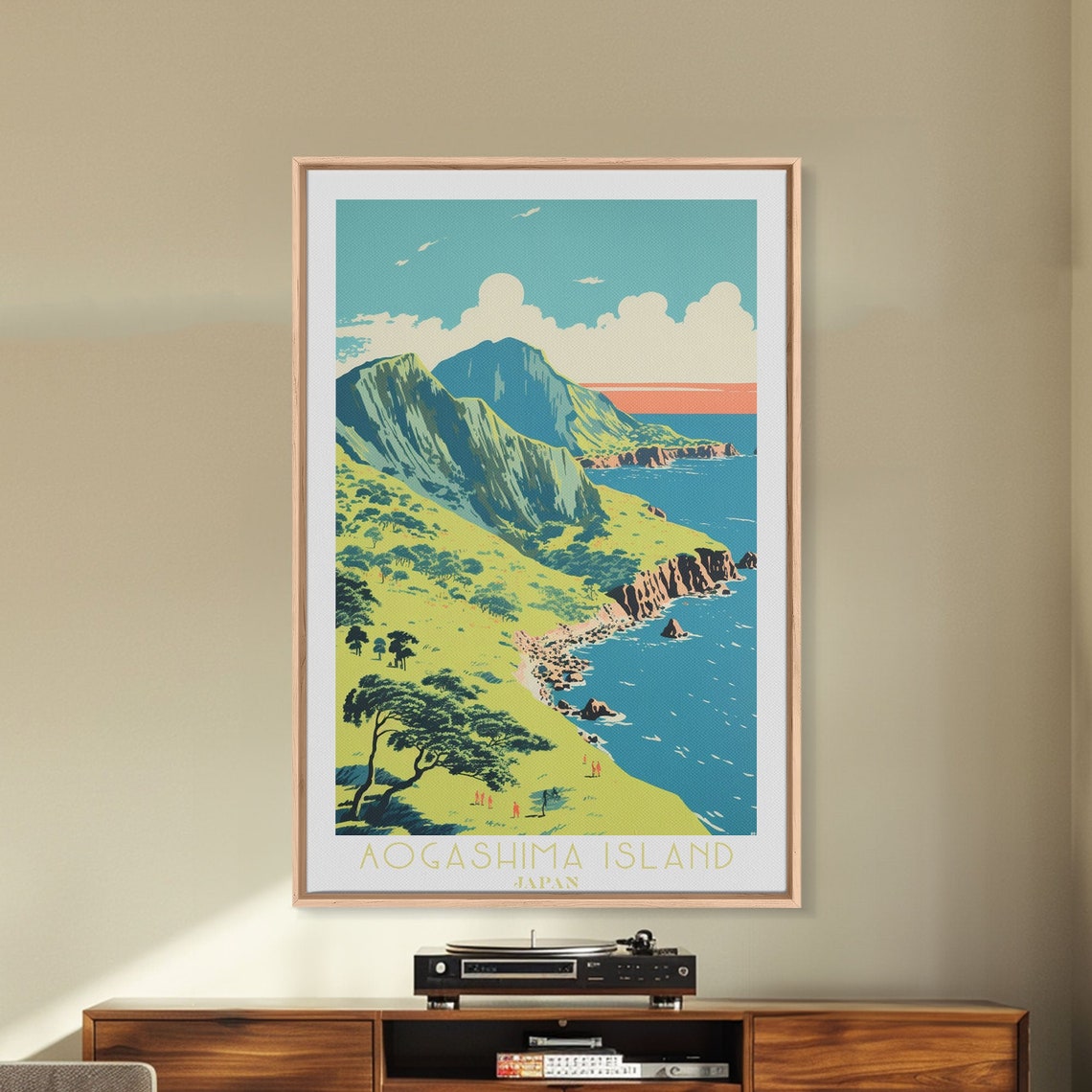 Aogashima Island Japan Volcanic Coast Green Cliffs Ocean View Poster - Image 3