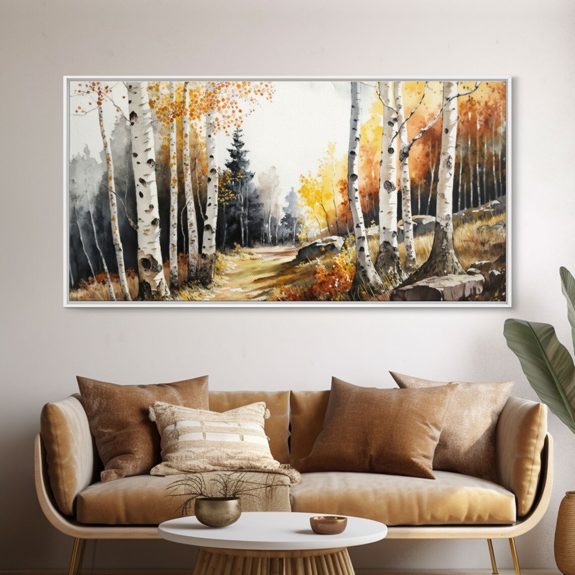Watercolor Birch Trees, Yellow Birch Forest Art Print - Image 5