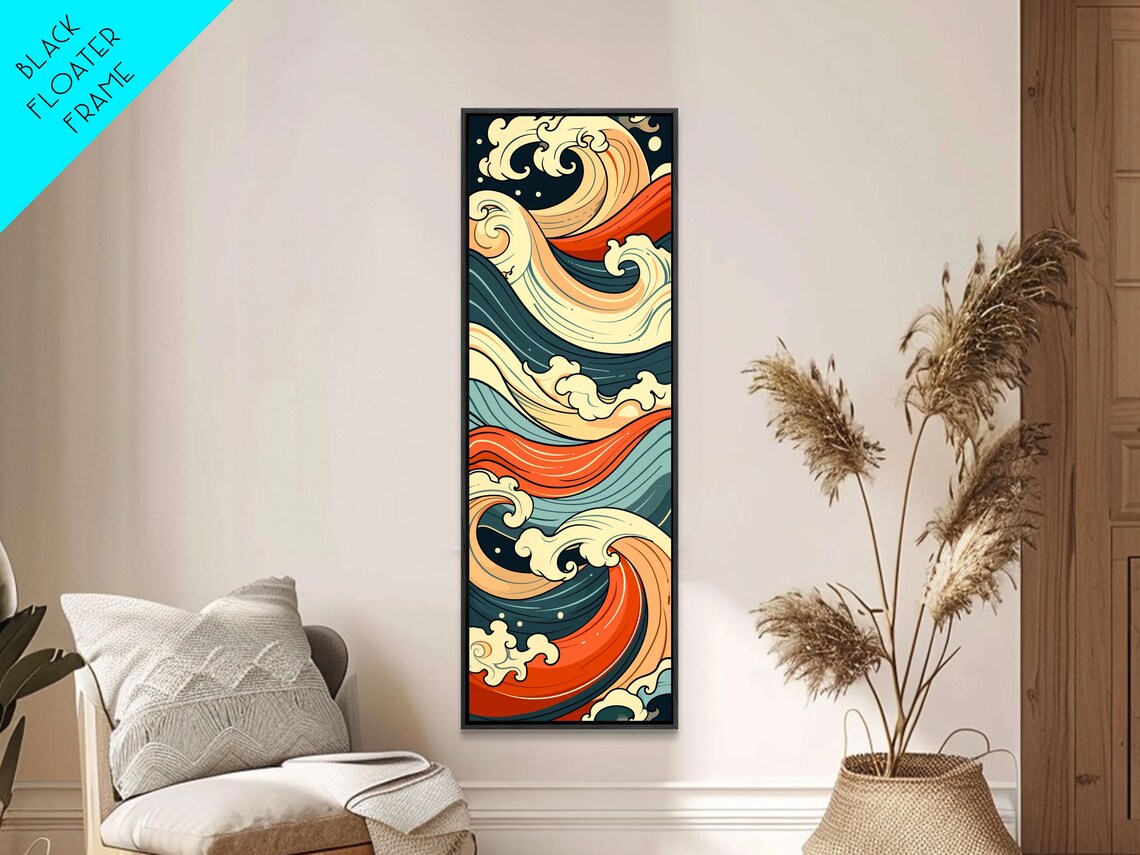 Vibrant Abstract Japanese Ocean Wave Swirl Colorful Art Poster - Image 5