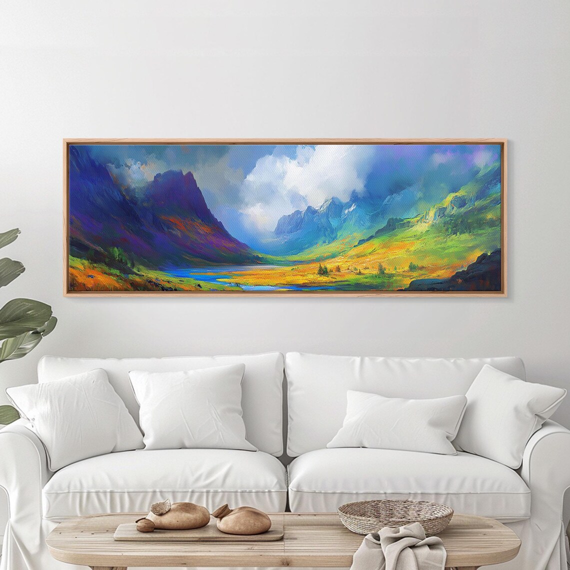 Colorful Fantasy Mountain Valley Purple Peaks Green Hills Poster - Image 4