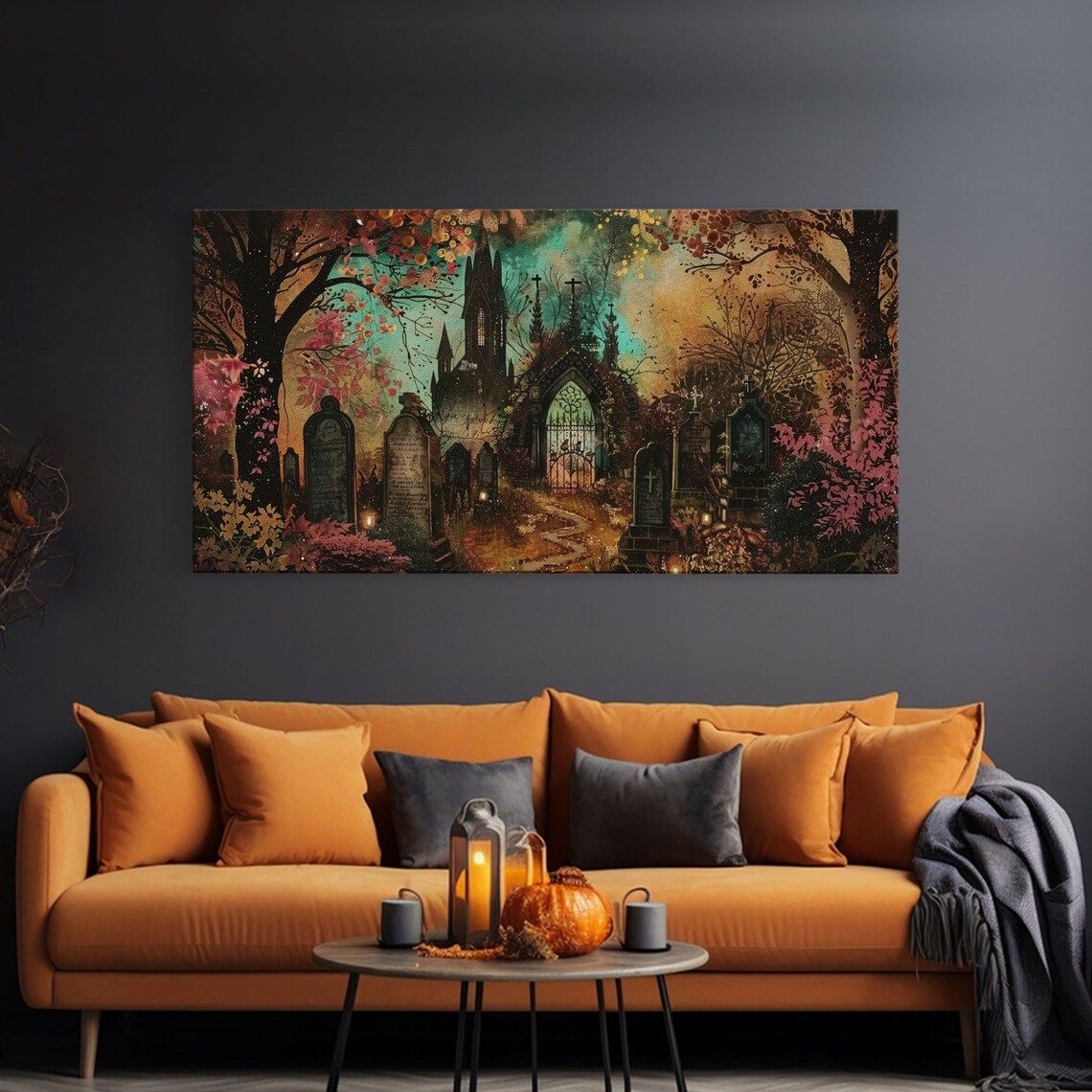 Ye Old Haunted Graveyard Halloween Art Print - Image 3